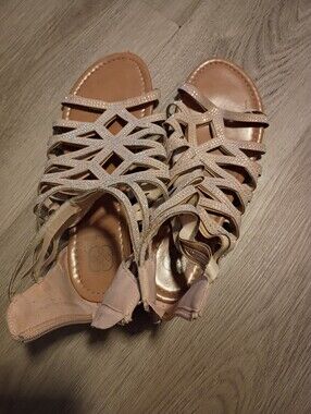 Women's Nude Strappy Rhinestone Gladiator Sandals